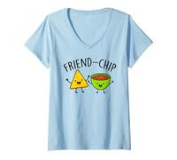 Women's Chips and Salsa Kawaii Anime Funny Friend-Chip V-Neck T-Shirt