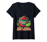 Women's Chips Salsa Lifes Rhythm Mexican Fiesta Food V-Neck T-Shirt