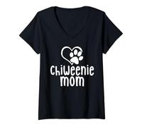 Womens Chiweenie MOM T-Shirt, Love My Chiweenie Cute T-Shirt Gift V-Neck T-Shirt