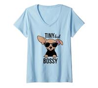 Womens Chiweenie Tiny But Bossy Funny Dog V-Neck T-Shirt
