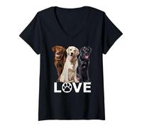 Womens Chocolate Black Yellow Lab Love Labrador Retriever Lover V-Neck T-Shirt