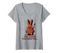 Women's Chocolate Bunny Too Sweet to eat Funny Easter Rabbit V-Neck T-Shirt