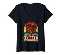 Womens Chocolate Cake The Answer for Everything V-Neck T-Shirt
