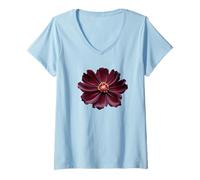 Women's Chocolate Cosmos Flower V-Neck T-Shirt