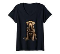 Womens Chocolate Lab Dog Chocolate Labrador Retriever V-Neck T-Shirt