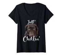 Women's Chocolate Lab Dog The Dog Father The Lab Father Lab Mom V-Neck T-Shirt
