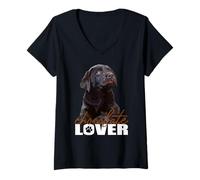 Womens Chocolate Lab Lover Brown Lab Dog Labrador Retriever Dog V-Neck T-Shirt