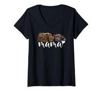 Women's Chocolate Lab Mama The Lab Mother Brown Lab Mom V-Neck T-Shirt
