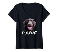 Women's Chocolate Lab Mama The Lab Mother Brown Lab Mom V-Neck T-Shirt