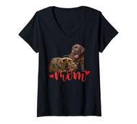 Women's Chocolate Lab Mom Brown Labrador Mama The Lab Mother V-Neck T-Shirt