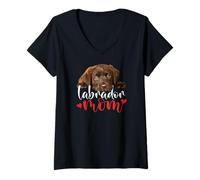 Women's Chocolate Lab Mom The Lab Mother Labrador Mama V-Neck T-Shirt