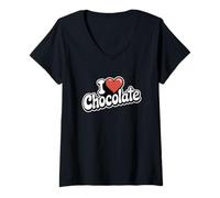 Womens Chocolate Passion I Love Chocolate V-Neck T-Shirt