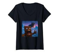 Womens Chocolate Selfie T-Rex Dinosaur Chase Funny Humor V-Neck T-Shirt