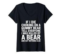 Womens Choked On Gummy Bear Blame The Bear - V-Neck T-Shirt
