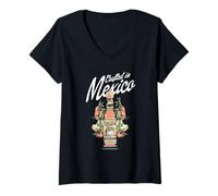 Women's Cholula Crafted in Mexico Bottle Illustration Hot Sauce V-Neck T-Shirt