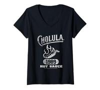 Women's Cholula Vintage Varsity Pepper Since 1989 Hot Sauce V-Neck T-Shirt