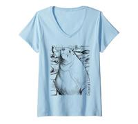 Women's Chonkers The Massive 2000-Pound Sea Lion Ink Sketch V-Neck T-Shirt