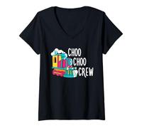 Womens Choo Choo Crew Railway Train Birthday V-Neck T-Shirt