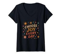 Women's Choose Joy Every Day Positive Quote Aesthetic Inspiration V-Neck T-Shirt