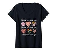 Womens Choose Love Over Hate Fear Again Floral Message V-Neck T-Shirt