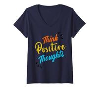 Womens Choose Optimism Thoughts Uplifting Motivational Vibes V-Neck T-Shirt