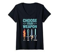 Women's Choose Your Weapon Programming C C++ Java Python V-Neck T-Shirt