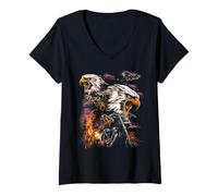 Women's Chopper, Motorcycle Biker, Retro Vintage Eagle Retro Tattoo V-Neck T-Shirt