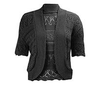 Womens Chorochet Knitted Bolero Shrug Top Ladies Short Sleeve Cardigan Crop Top#(Black Knitted Bolero Shrug#UK 24-26#Womens)