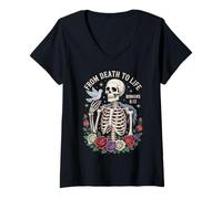 Womens Christcore Gothic Faith Vintagecore Bible Quote Romans 6:13 V-Neck T-Shirt