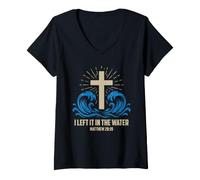Women's Christian Baptism Left it in the Water Matthew-28 19 V-Neck T-Shirt