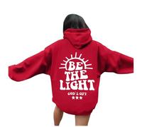 Womens Christian Be The Light Hoodies Graphic Comfort Jesus Crew Neck with Hood Pullover Hoodies Religious Gothic Trendy Athletic Letter Sweatshirts Country Faith Jesus Saves Hooded Sky Blue