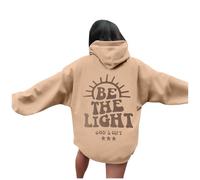 Womens Christian Be The Light Hoodies Graphic Comfort Jesus Crew Neck with Hood Pullover Hoodies Religious Gothic Trendy Athletic Letter Sweatshirts Country Faith Jesus Saves Hooded Dark Purple