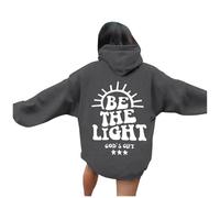Womens Christian Be The Light Hoodies Graphic Comfort Jesus Crew Neck with Hood Pullover Hoodies Religious Gothic Trendy Athletic Letter Sweatshirts Country Faith Jesus Saves Hooded