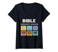 Womens Christian Bible Emergency Numbers Bible V-Neck T-Shirt