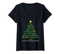 Womens Christian Christmas Shirts Bible Names of Jesus Gift Tree V-Neck T-Shirt