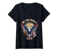 Women's Christian Eagle America 250 Years One Nation Under God Gift V-Neck T-Shirt