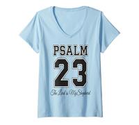 Womens Christian Faith Bible Verse Psalm 23 The Lord is My Shepherd V-Neck T-Shirt
