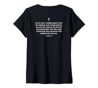 Womens Christian Faith Gifts Gym Apparel Bible Joshua 1:9 V-Neck T-Shirt