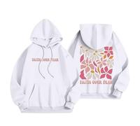 Womens Christian Faith Over Fear Hoodies Comfort Jesus Casual Hooded Clothes Jesus Saves Personalized Y2K Graphic Letter Outfits Trust In The Lord I Love Jesus 2025 White