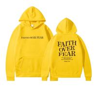 Womens Christian Faith Over Fear Hoodies Jesus Long Sleeve Fashion Plain Pullover God Pullover Hoodies for Teens Casual Graphic Letter Hooded Essential Sweaters Pray The Lord Outfits Yellow