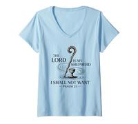 Womens Christian Faith T-Shirt The Lord is My Shepherd Psalm 23 V-Neck T-Shirt