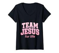 Women's Christian Faith Team Jesus for Life V-Neck T-Shirt