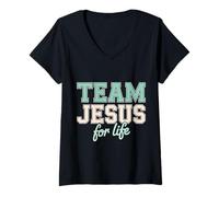 Women's Christian Faith Team Jesus for Life V-Neck T-Shirt