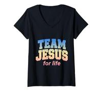 Women's Christian Faith Team Jesus for Life V-Neck T-Shirt