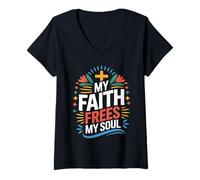 Womens Christian Family Worship Jesus Church Community Quotes V-Neck T-Shirt