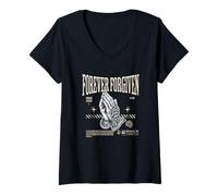 Womens Christian Forever Forgiven Through Love V-Neck T-Shirt