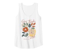 Womens Christian Give Thanks Psalm 136:1 Floral Bible Verse Faith Tank Top