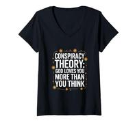 Womens Christian God Loves You More Than You Think V-Neck T-Shirt