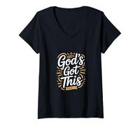 Womens Christian Gods Got This Romans 8 28 Encouraging Bible Verse V-Neck T-Shirt