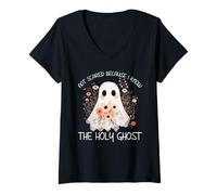Womens Christian Halloween - Not Scared I Know The Holy Ghost V-Neck T-Shirt